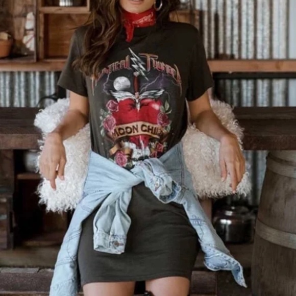 Dresses & Skirts - Mystic thunder moonchild boho heart graphic dress